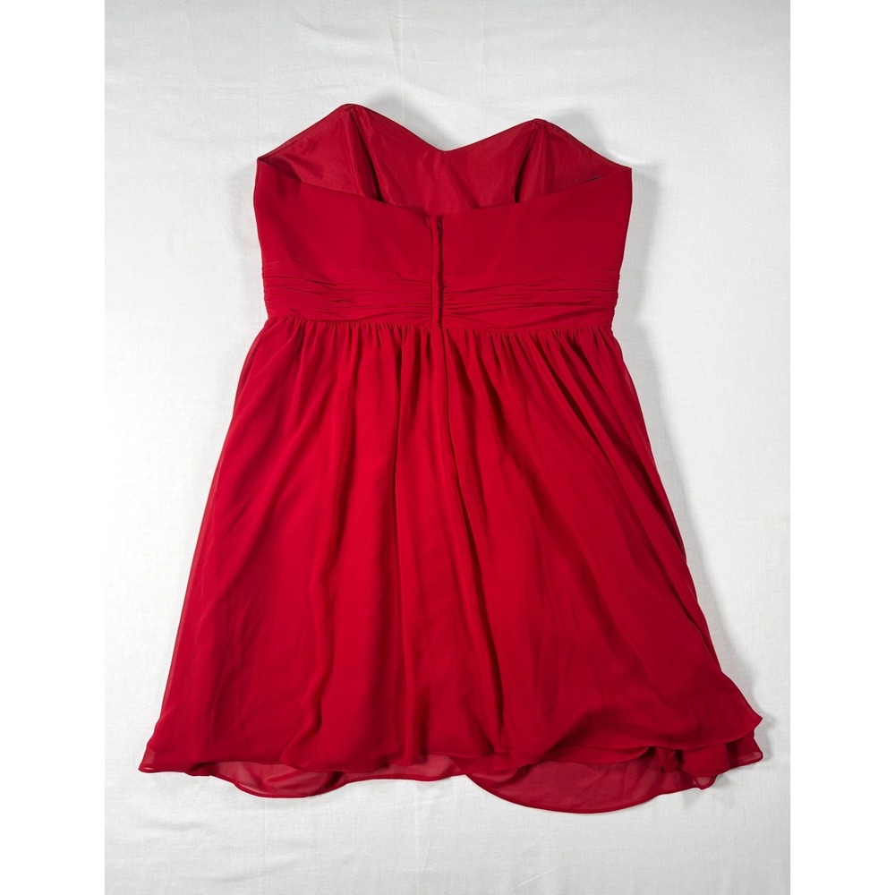 Alfred Angelo Red Strapless Chiffon Cocktail Dress Size 14 - Picture 4 of 10